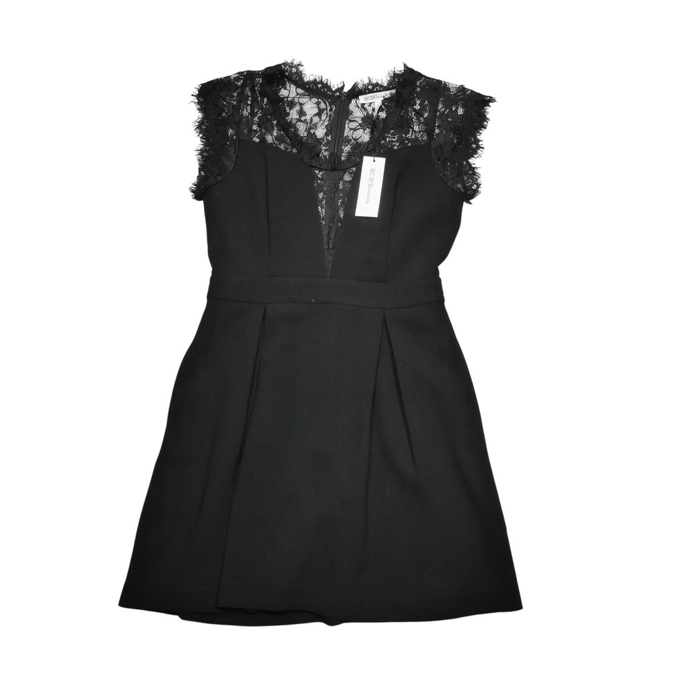 BCBGeneration Dress Womens 8 Black Laceโ Fit Flare Cocktail Little Black LBD